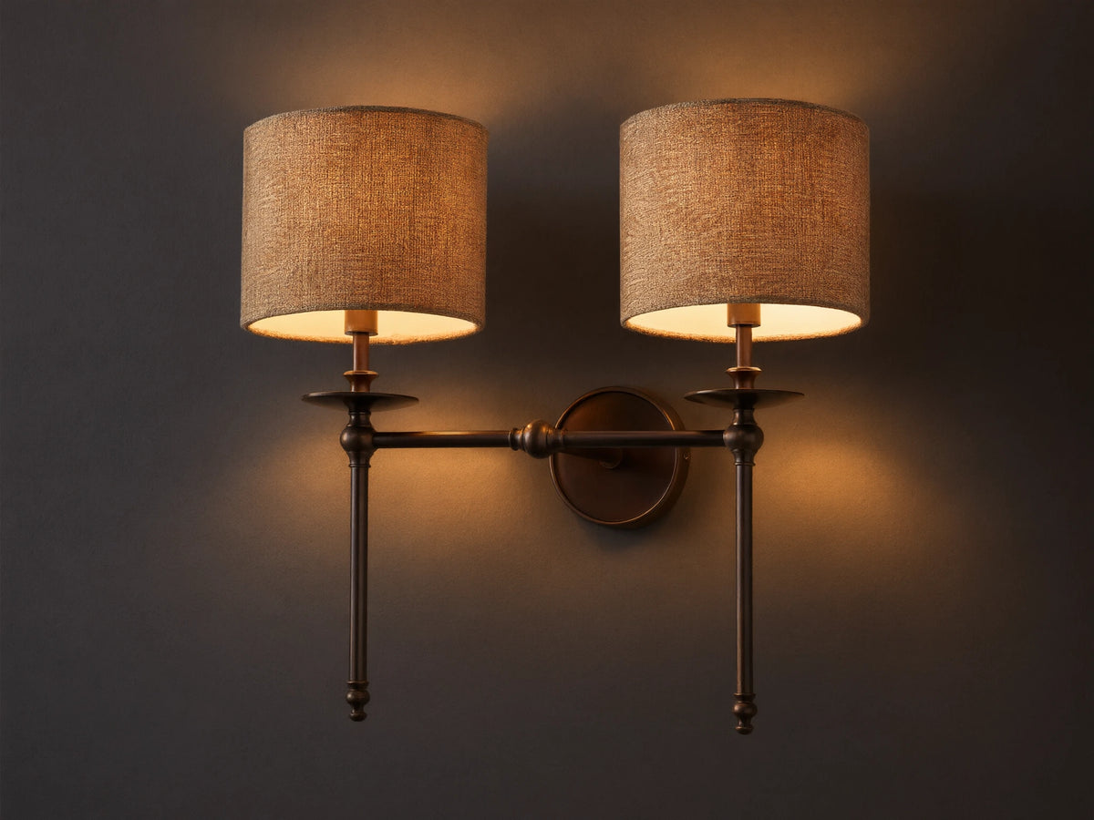 Winslow 2 Light Wall Sconce in Bronze with Orange Shade (1 of 3)