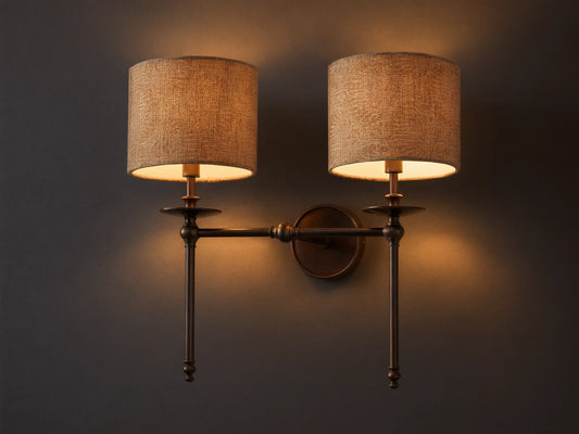 Winslow 2 Light Wall Sconce in Bronze with Orange Shade (1 of 3)