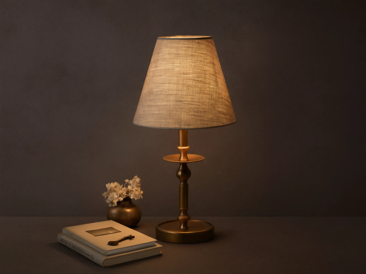 Winslow Accent Table Lamp in Brass with Flax Shade (3 of 3)