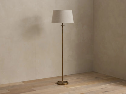 Winslow Floor Lamp in Brass with Flax Shade (2 of 3)