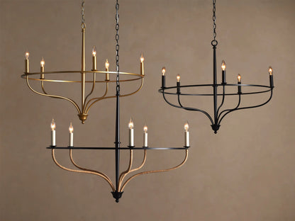 Close-up of Rosalind Rattan Chandelier's black matte ceiling canopy, chain, & clear cord against a beige ceiling.