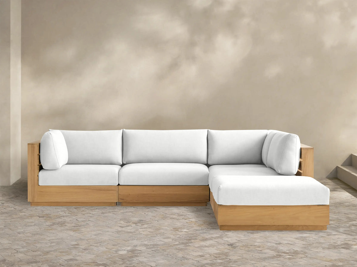 Bal Harbour Outdoor Teak Five-Piece Sectional with Ottoman