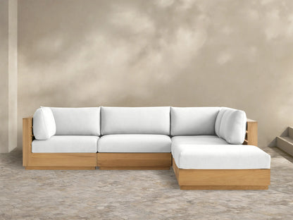 Bal Harbour Outdoor Teak Five-Piece Sectional with Ottoman