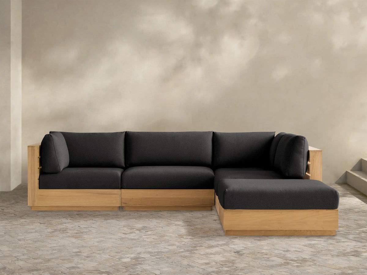 Bal Harbour Outdoor Teak Five-Piece Sectional with Ottoman