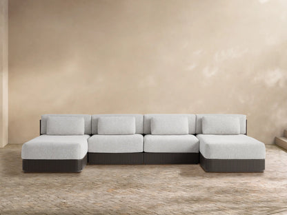 Beaumont Outdoor Aluminum Four-Piece Double Chaise Sectional
