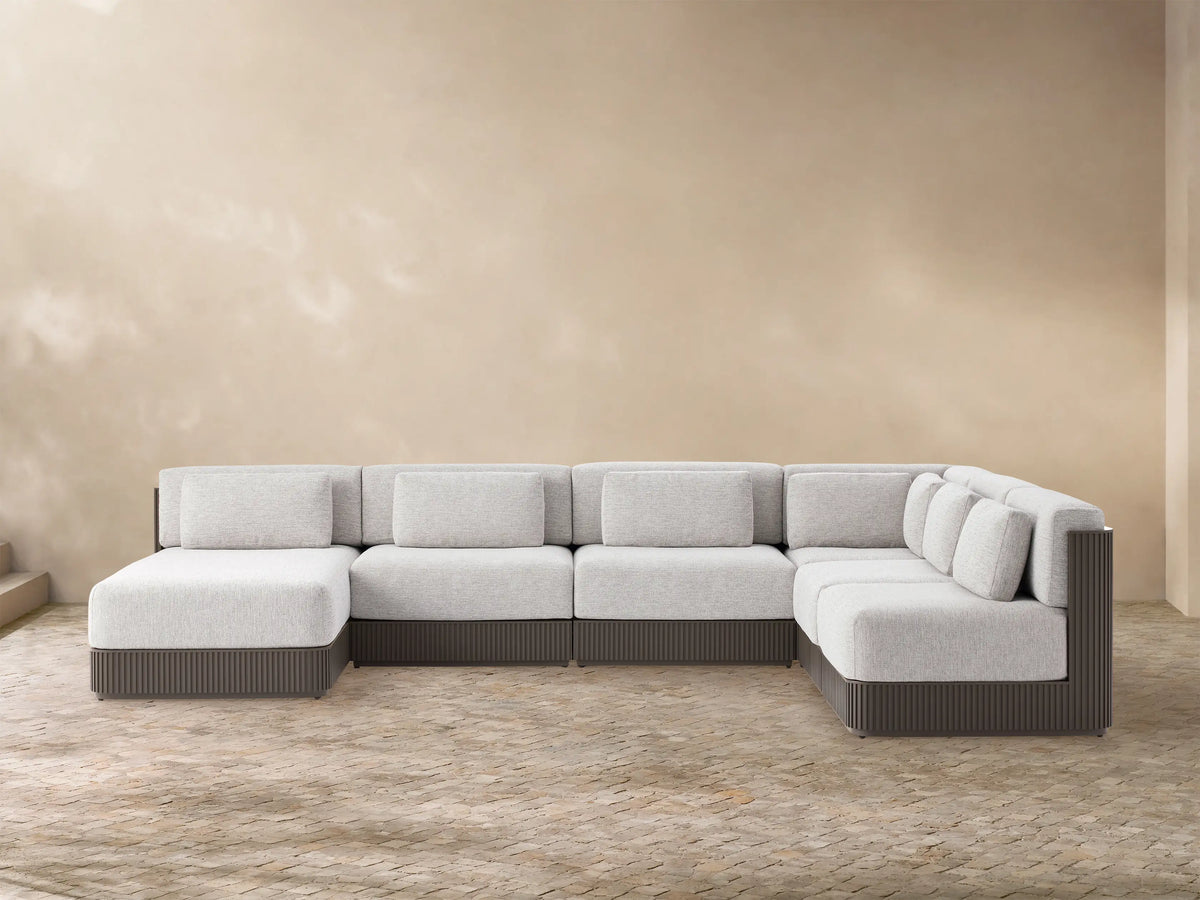 Beaumont Outdoor Aluminum Six-Piece Sectional with Chaise