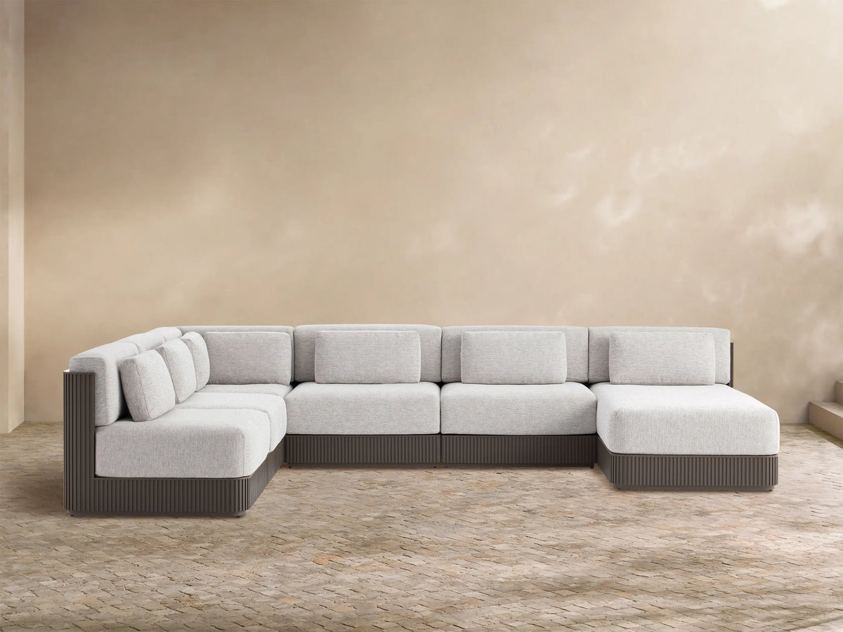 Beaumont Outdoor Aluminum Six-Piece Sectional with Chaise