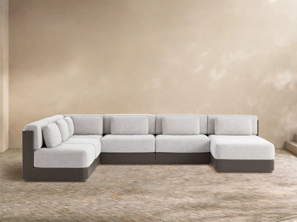 Beaumont Outdoor Aluminum Six-Piece Sectional with Chaise