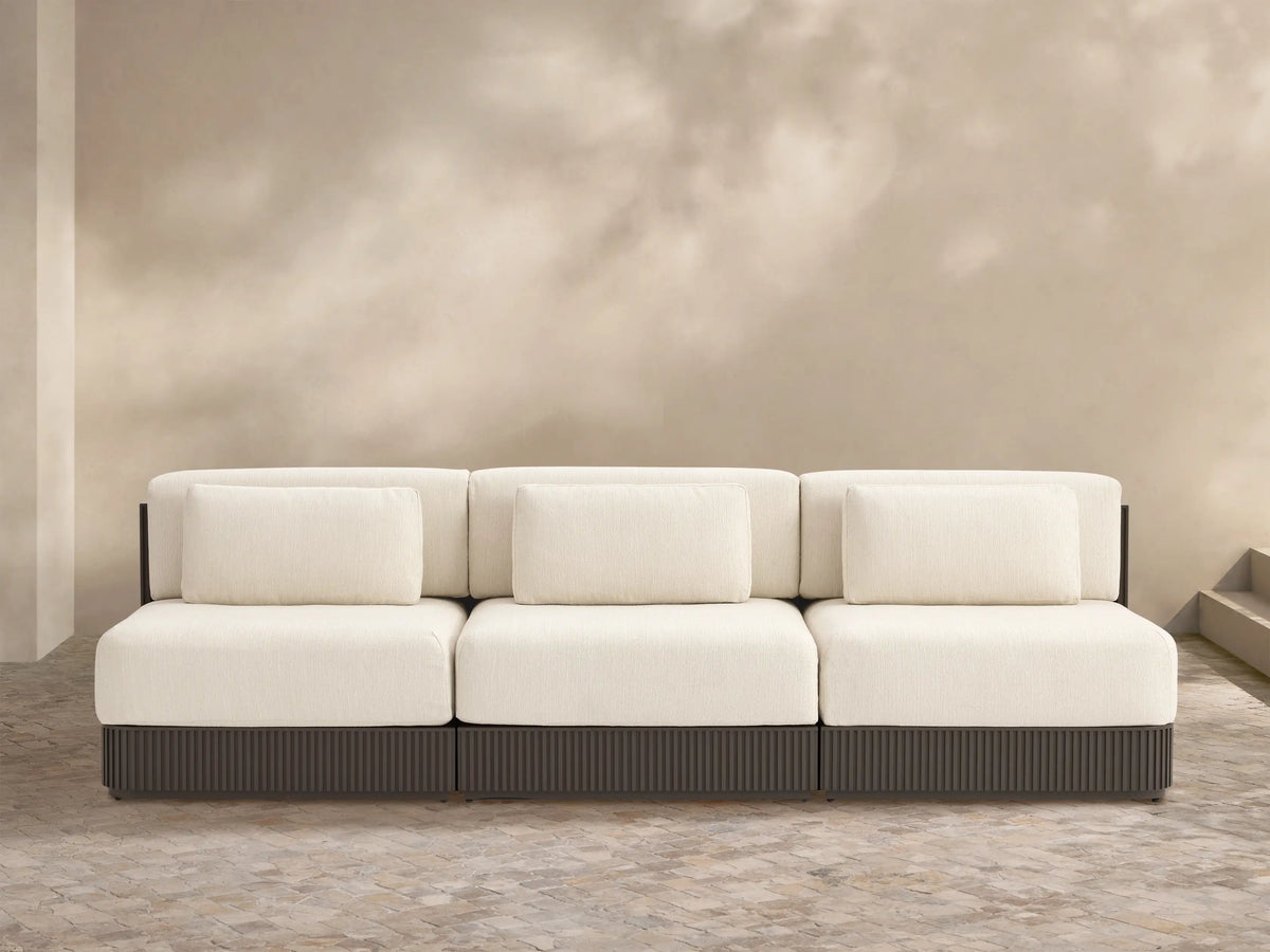 Beaumont Outdoor Aluminum Three-Piece Modular Sofa