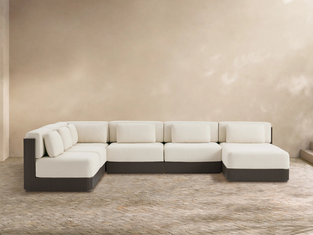 Beaumont Outdoor Aluminum Six-Piece Sectional with Chaise