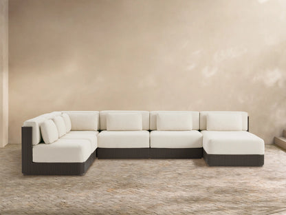 Beaumont Outdoor Aluminum Six-Piece Sectional with Chaise