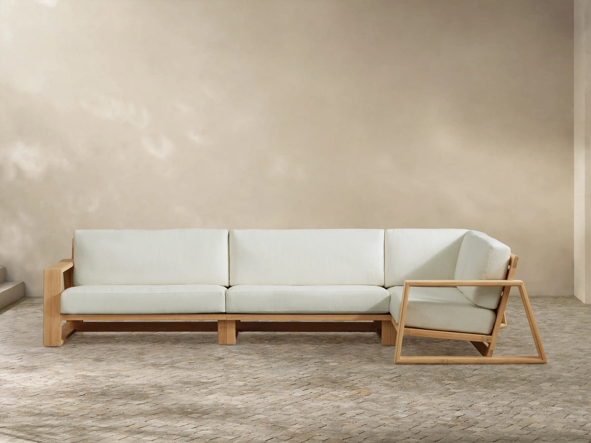 Canyon Outdoor Teak Three-Piece Sectional