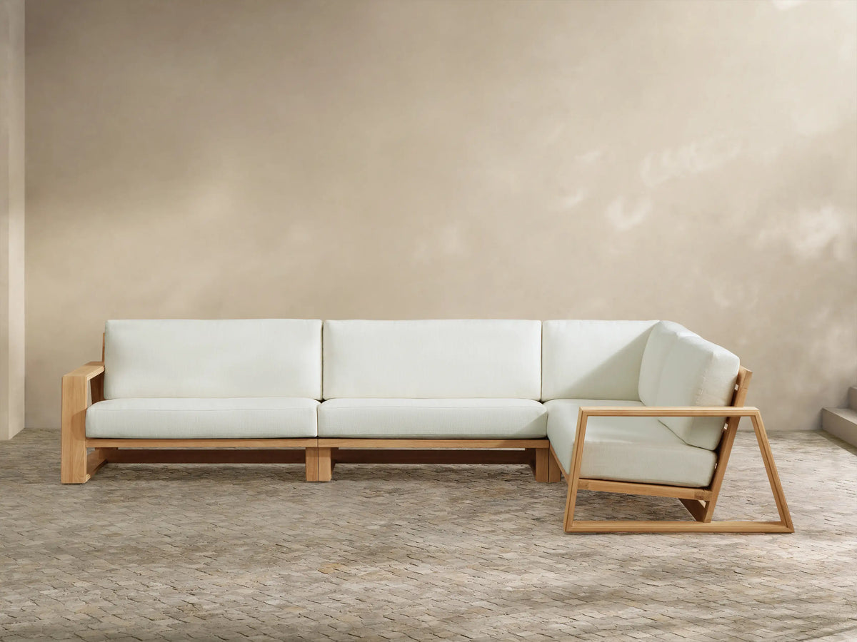 Canyon Outdoor Teak Three-Piece Sectional
