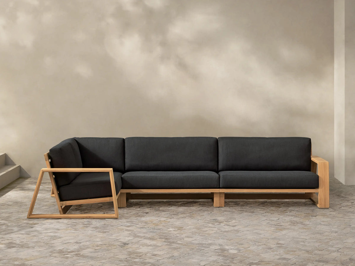 Canyon Outdoor Teak Three-Piece Sectional