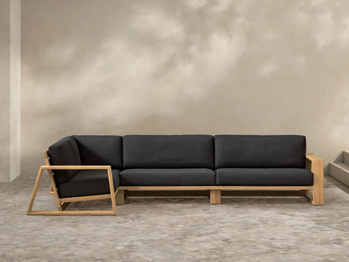 Canyon Outdoor Teak Three-Piece Sectional