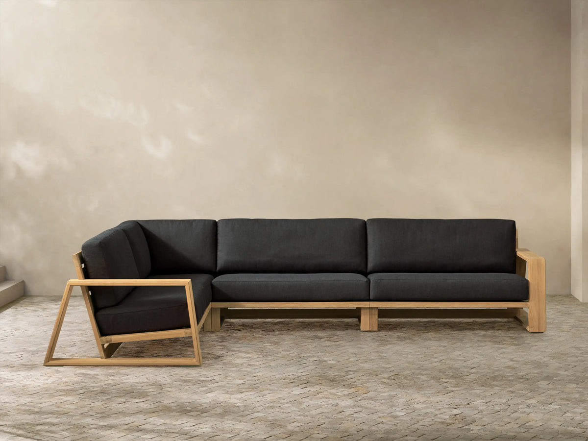 Canyon Outdoor Teak Three-Piece Sectional