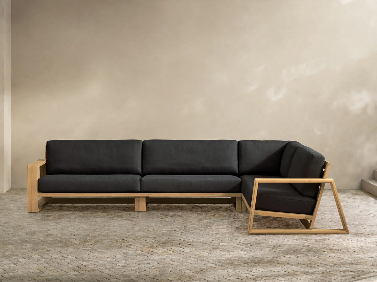 Canyon Outdoor Teak Three-Piece Sectional