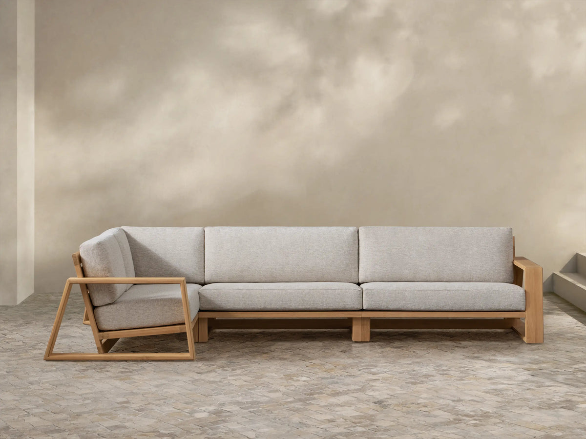 Canyon Outdoor Teak Three-Piece Sectional