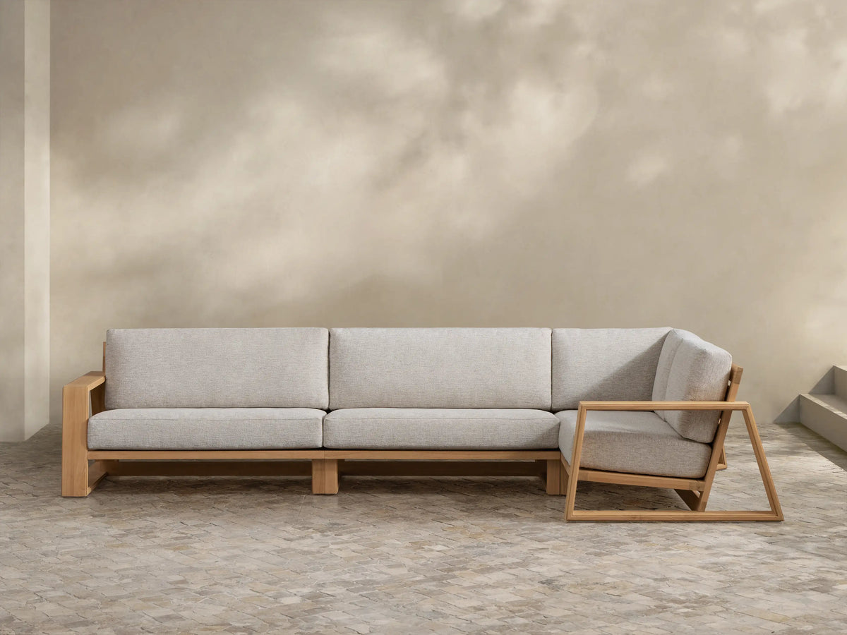 Canyon Outdoor Teak Three-Piece Sectional