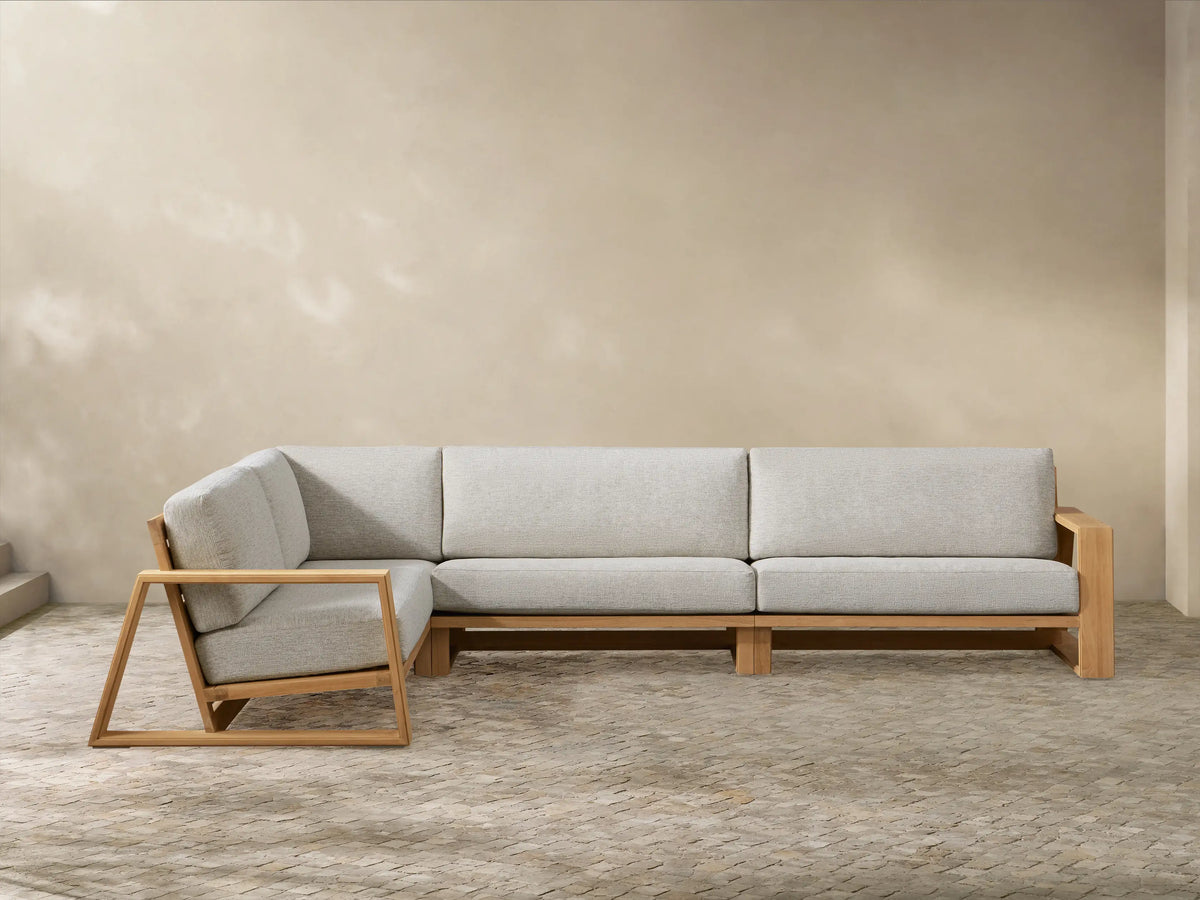Canyon Outdoor Teak Three-Piece Sectional