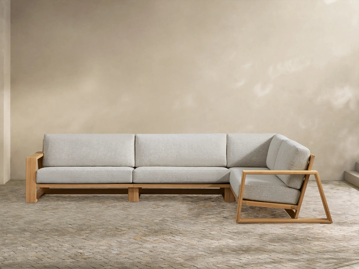Canyon Outdoor Teak Three-Piece Sectional