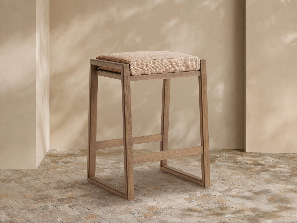 Canyon Outdoor Teak Backless Barstool