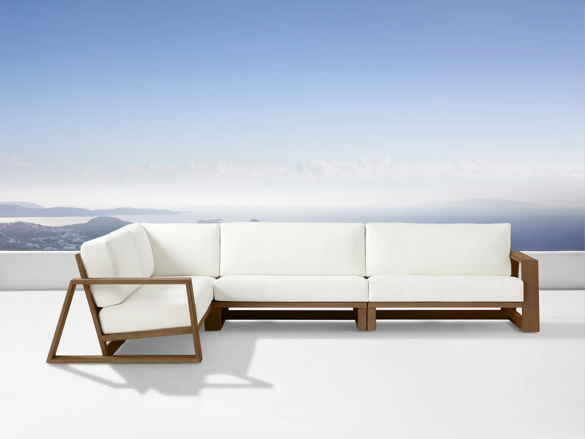 Canyon Outdoor Teak Three-Piece Sectional
