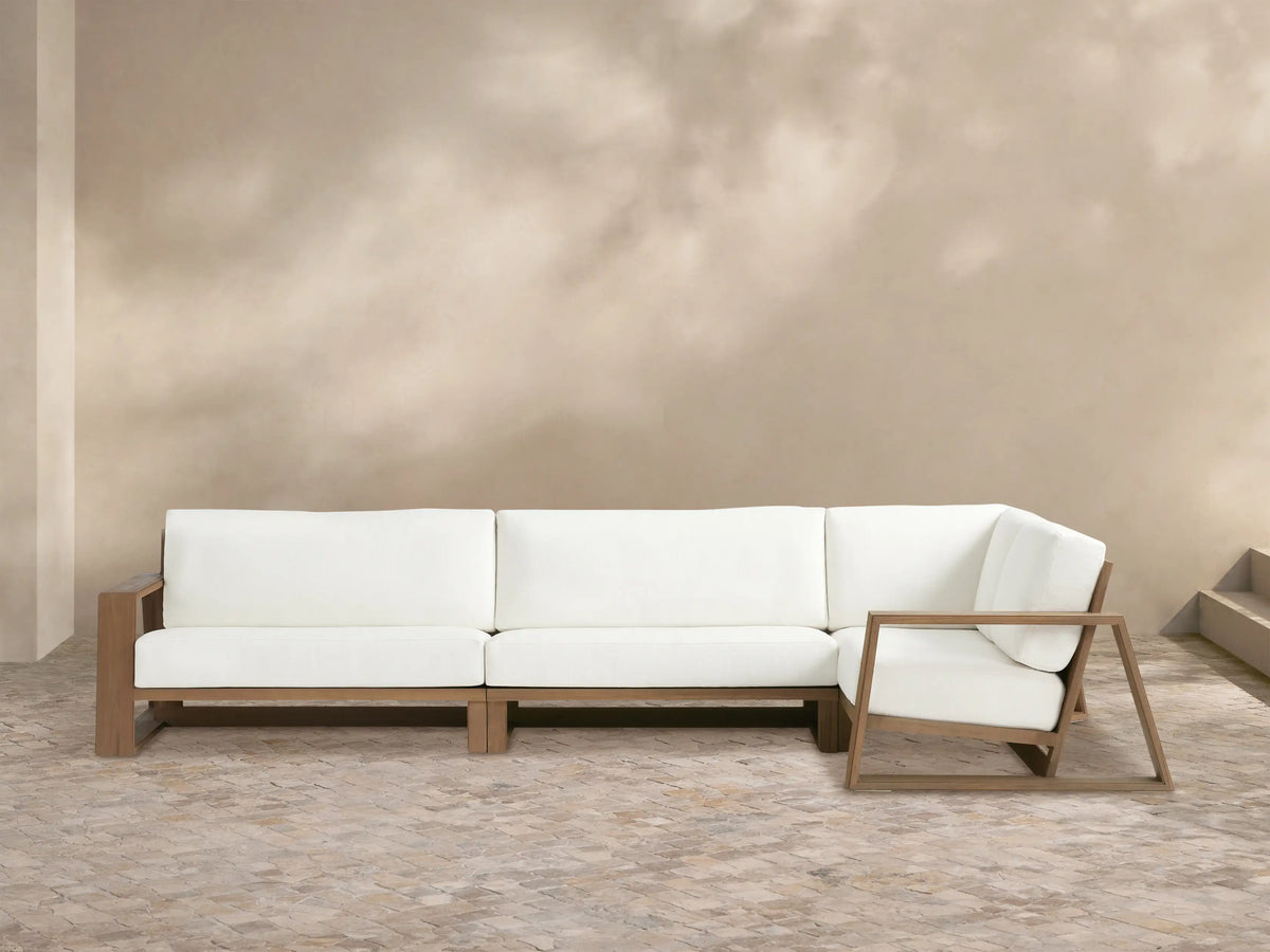 Canyon Outdoor Teak Three-Piece Sectional
