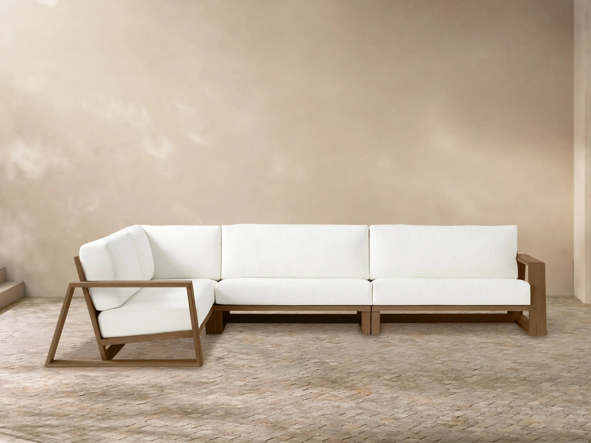 Canyon Outdoor Teak Three-Piece Sectional