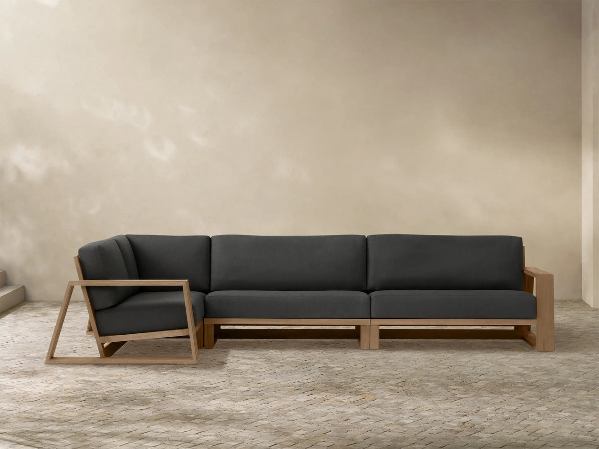 Canyon Outdoor Teak Three-Piece Sectional