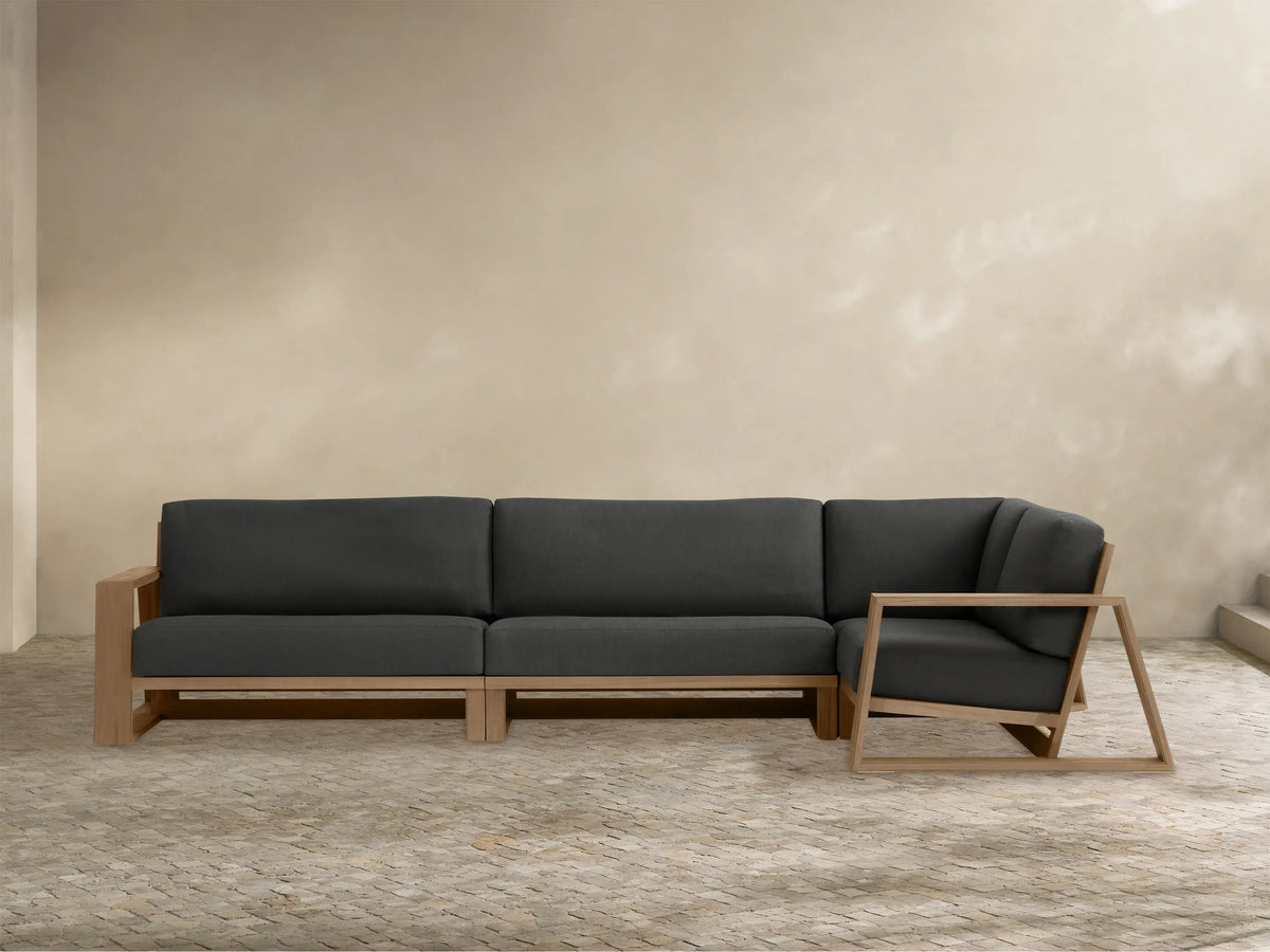 Canyon Outdoor Teak Three-Piece Sectional