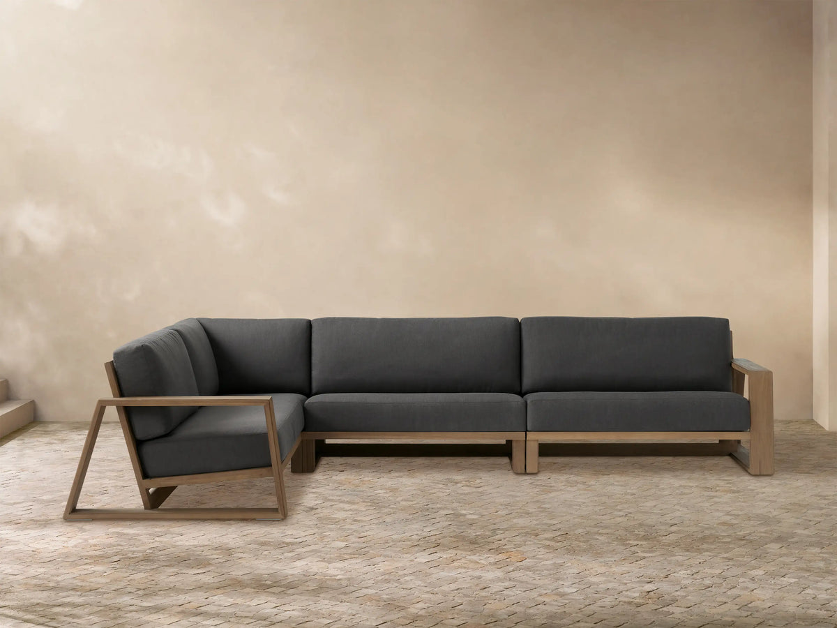 Canyon Outdoor Teak Three-Piece Sectional