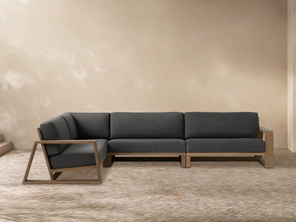 Canyon Outdoor Teak Three-Piece Sectional