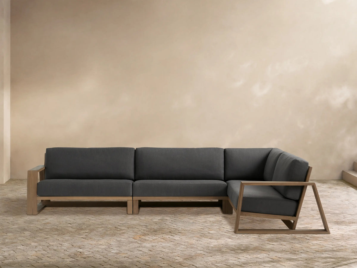 Canyon Outdoor Teak Three-Piece Sectional