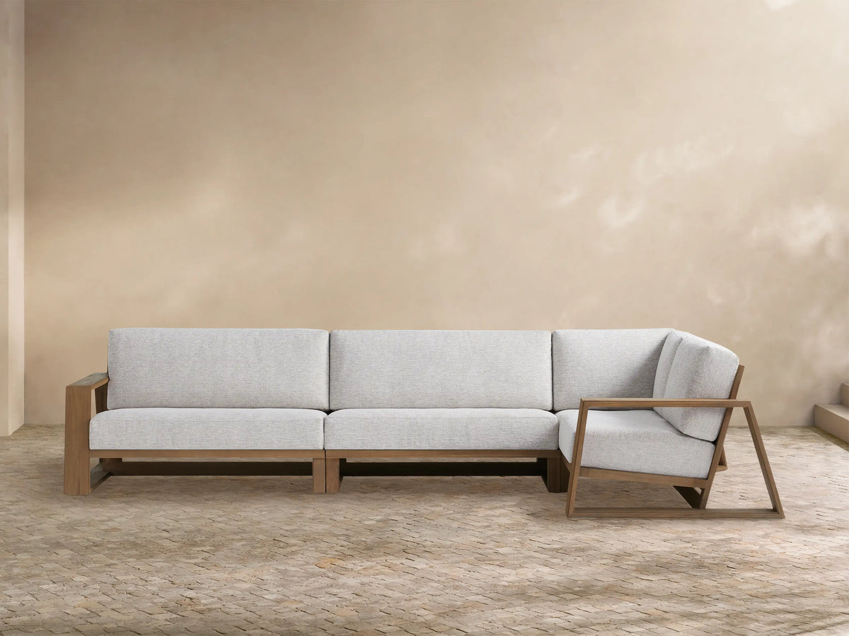 Canyon Outdoor Teak Three-Piece Sectional