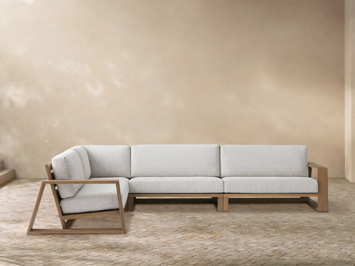 Canyon Outdoor Teak Three-Piece Sectional
