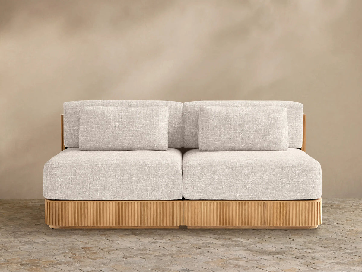 Beaumont Outdoor Teak Two-Piece Modular Sofa