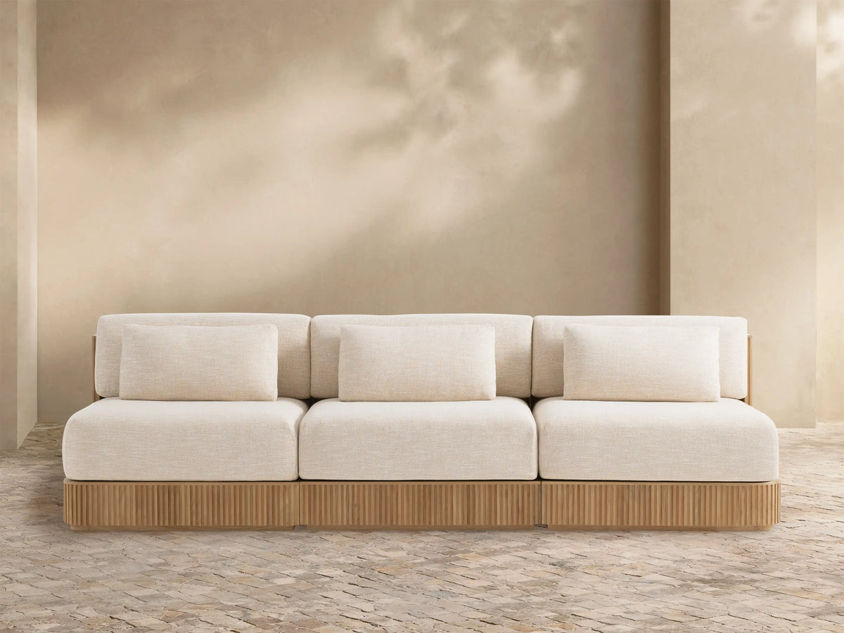 Beaumont Outdoor Teak Three-Piece Modular Sofa