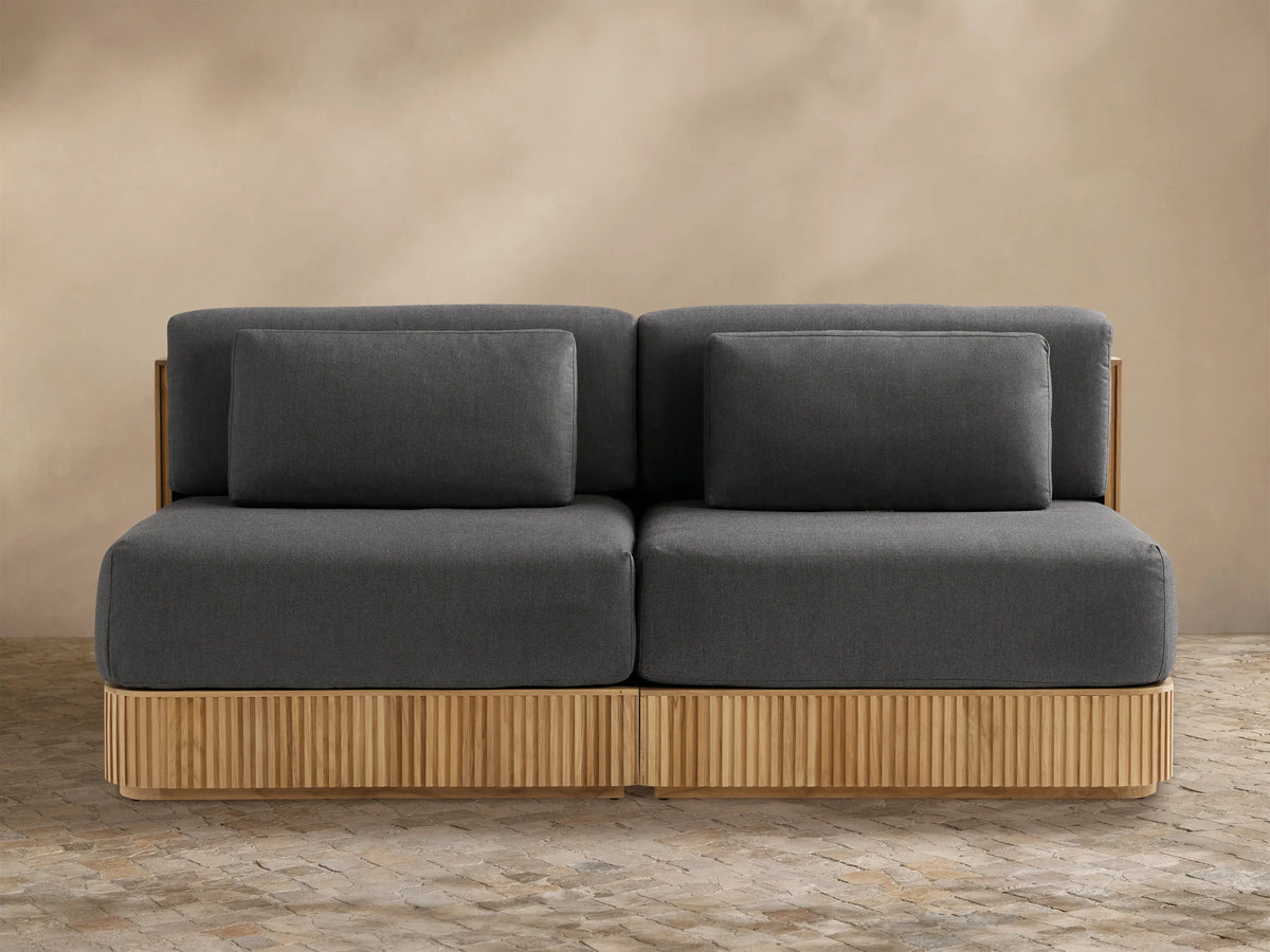 Beaumont Outdoor Teak Two-Piece Modular Sofa