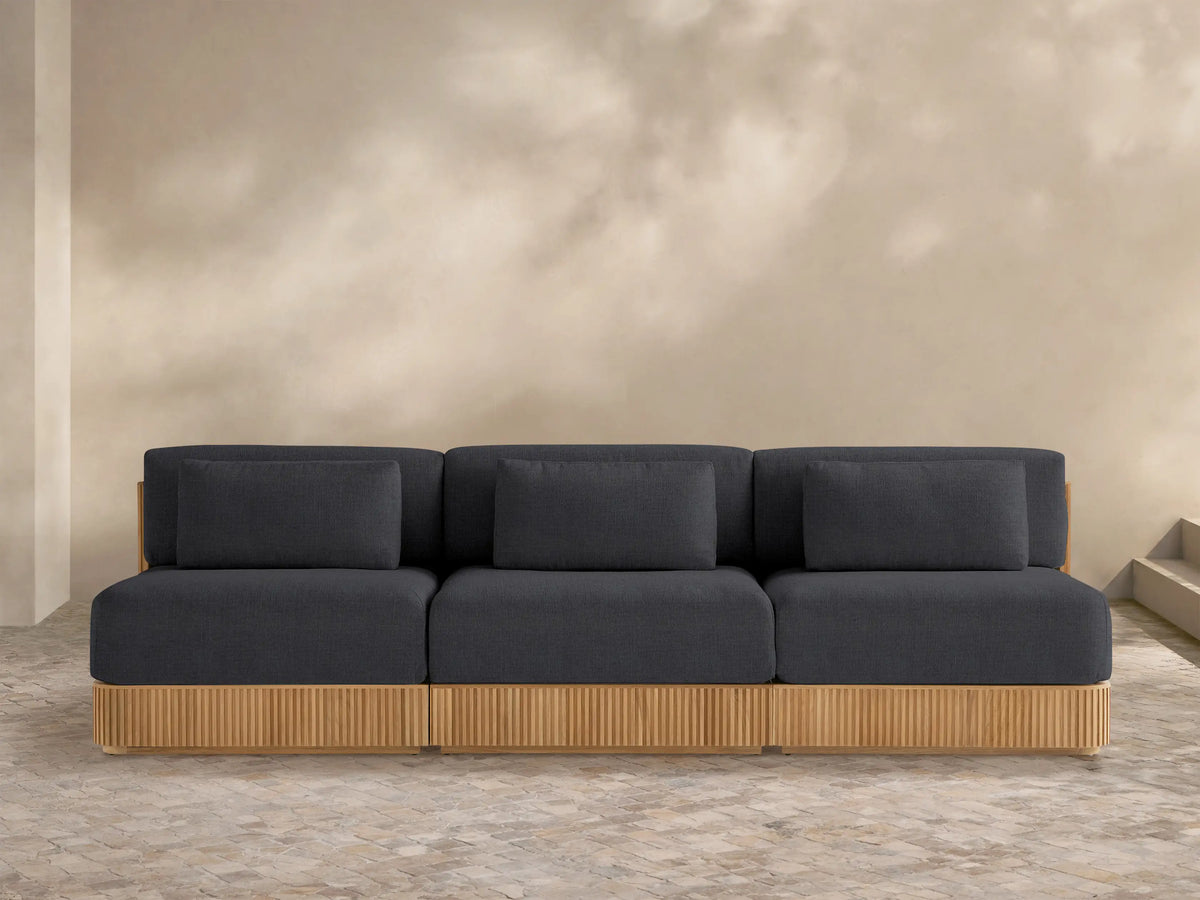 Beaumont Outdoor Teak Three-Piece Modular Sofa