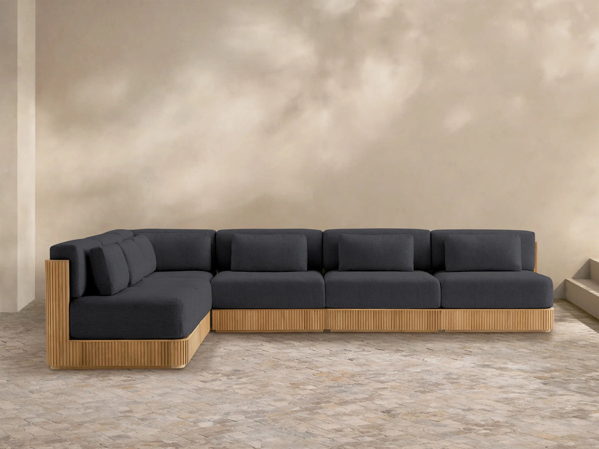 Beaumont Outdoor Teak Six-Piece Sectional
