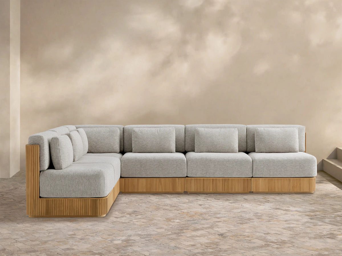 Beaumont Outdoor Teak Six-Piece Sectional