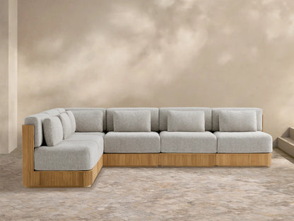 Beaumont Outdoor Teak Six-Piece Sectional