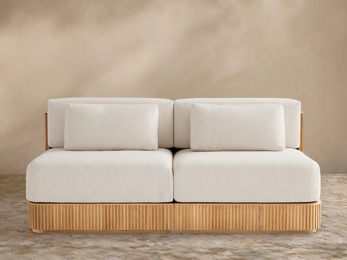 Beaumont Outdoor Teak Two-Piece Modular Sofa