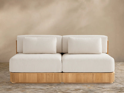 Beaumont Outdoor Teak Two-Piece Modular Sofa
