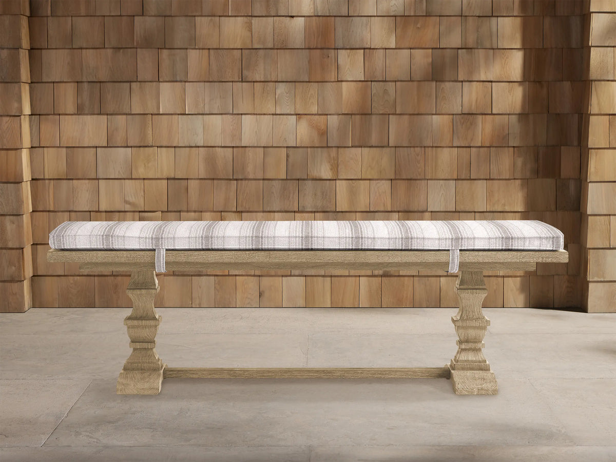 Hamptons Outdoor Dining Bench with Cushion in Chelsea Linen