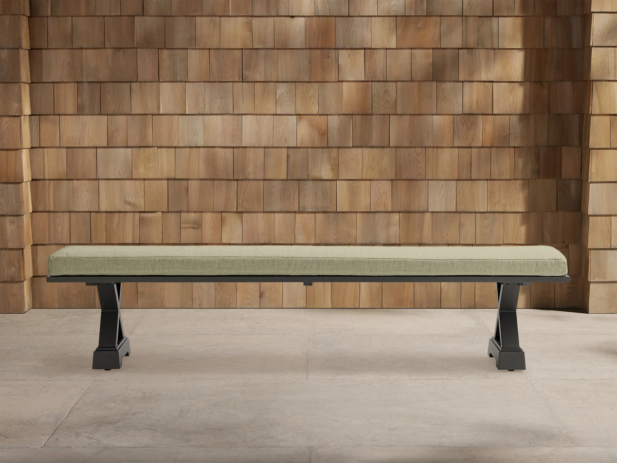 Montego Outdoor Aluminum Dining Bench in Eden Sage