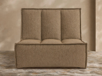 Porto armless chair in dark beige fabric with channel stitching