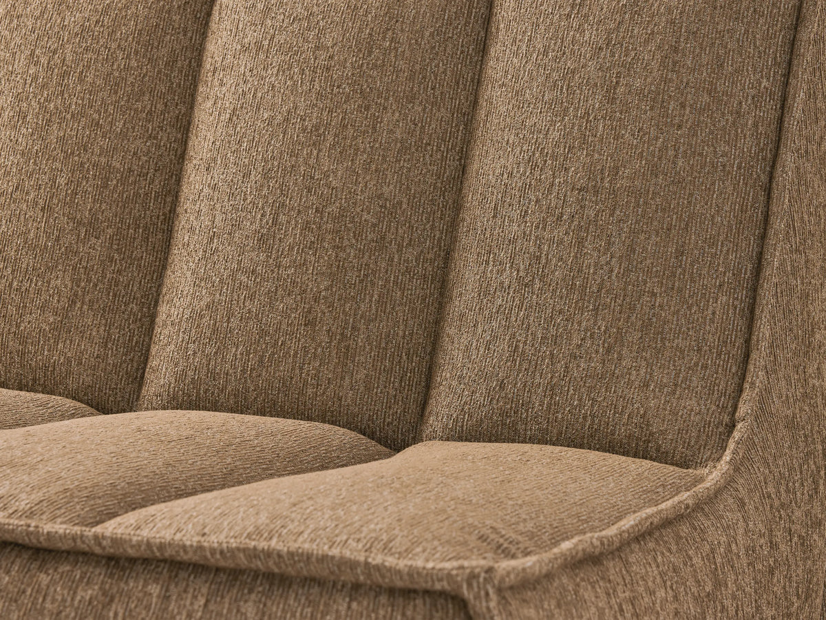 Porto armless chair in dark beige fabric with channel stitching