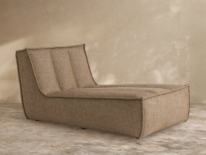 Porto armless chaise in dark beige fabric with channel stitching